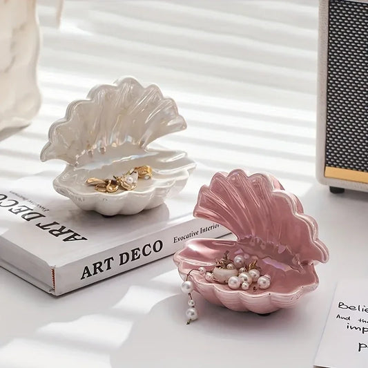 Creative Mini Ceramic Shell Jewelry Storage Tray Jewelry Necklace Display Desktop Jewelry Birthday Gift for Friends