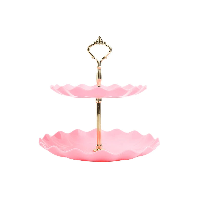 Double layer cake candy stand round wedding party fruit plate display home decoration tray table exquisite