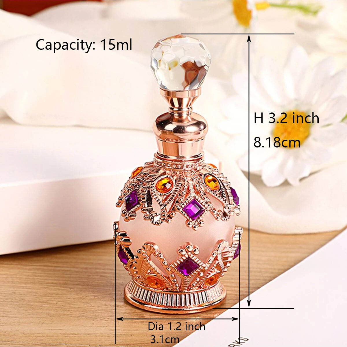 15ML Crystal Vintage Style Perfume Bottle Refillable Perfume Atomizer Perfume Dispensers For Beauty Salon Arab Style