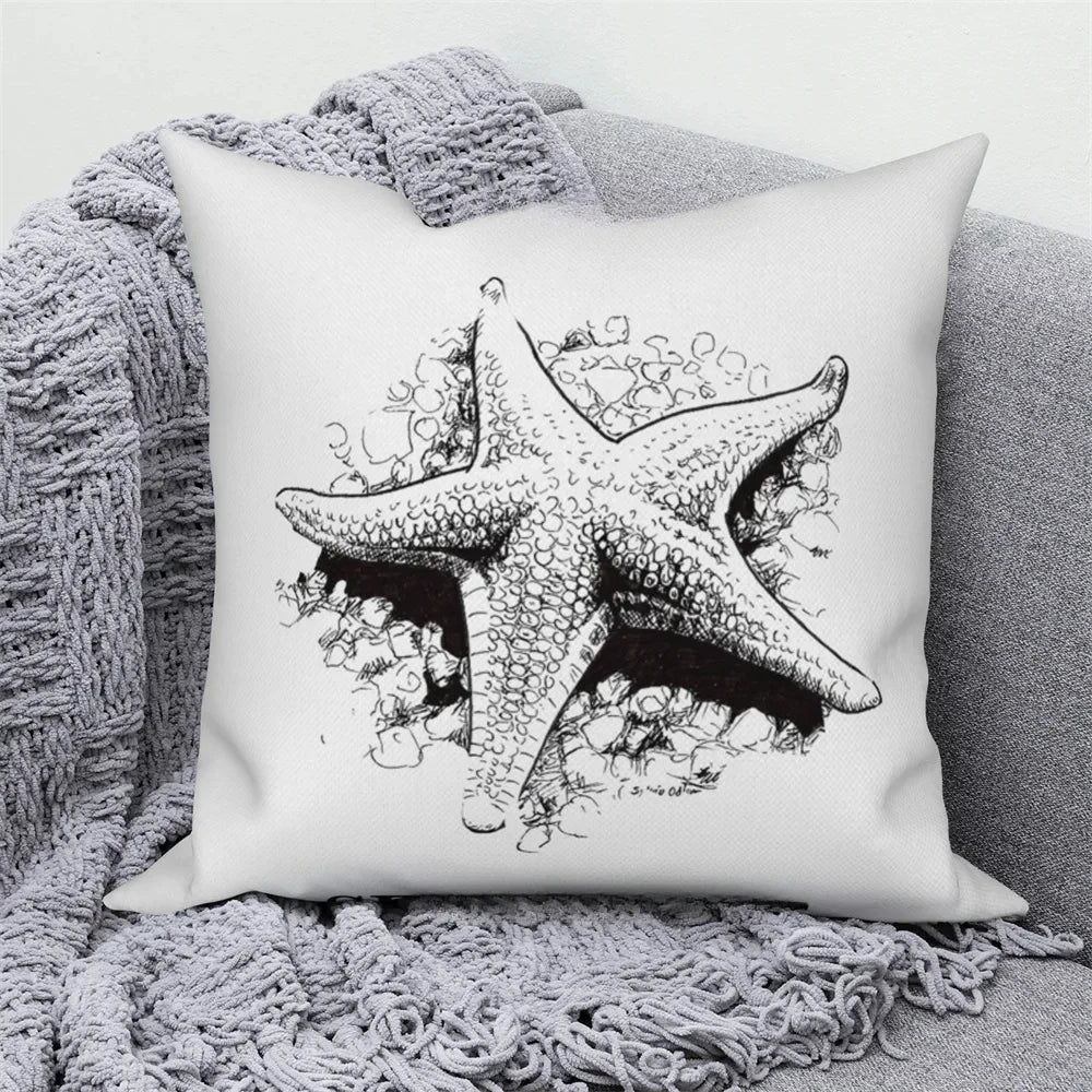 Ocean Animals Anchor Ship Decorative Pillowcase Sofa Cushion Cover Throw Pillow Case Home Bedroom Car Decor 40x40 45x45 50x50cm