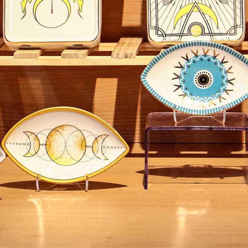 Jewelry Dish Ceramic Storage Trays Trinket Dish Ring Dish Evil Eye Plate Jewelry Organizer Containers Home Desktop Decor