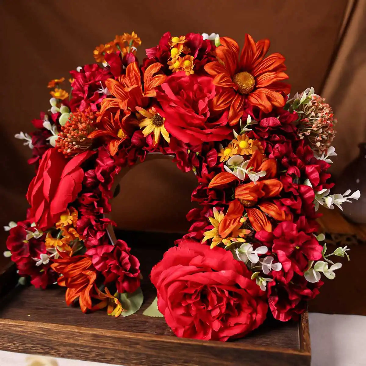 Women Girl Hair Accessories Headband Festival Big Flower Crown Wreath Decoration For The Hair Wedding Party Bride Headwear ﻿