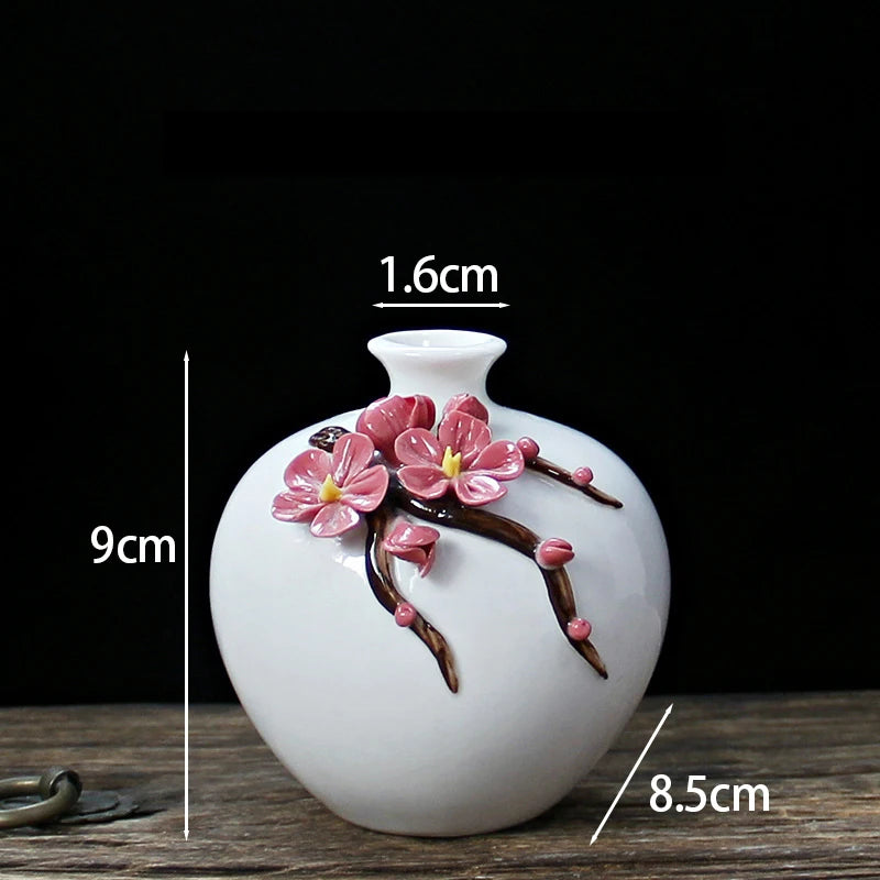 Hand-painted Vase Ornaments Ceramic Mini Flower Inserted Dry Flower Fragrance Bottle Home Desktop Decoration Crafts