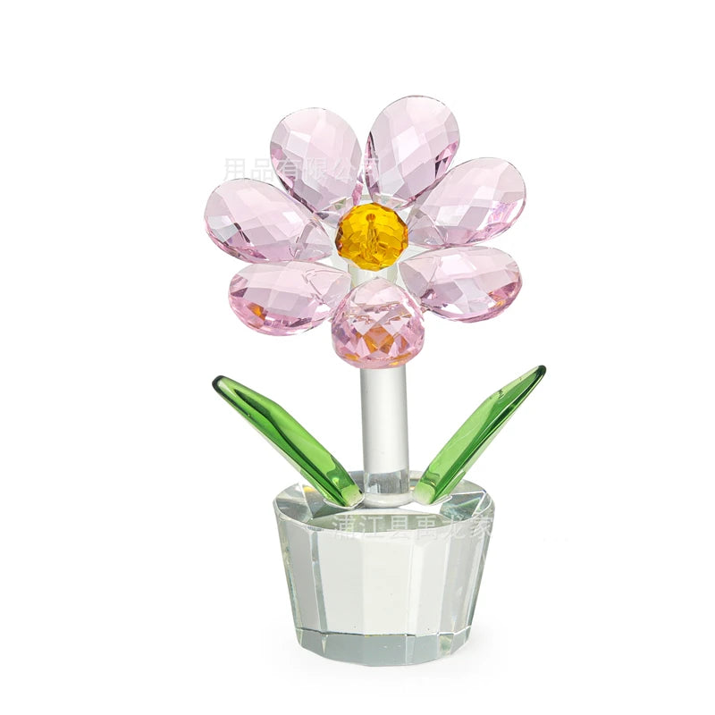 Crystal Sunflower Figurine flowers Collectible Holiday Gifts Birthday Gift Home Table Decor Wedding Decoration Home Ornament