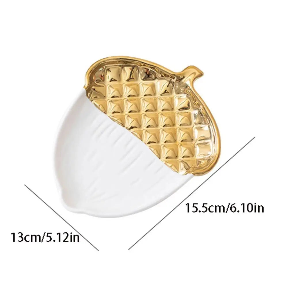Desktop Ornament Ceramic Pine Cone Shaped Tray Exquisite Creative Fruit Tray Portable Multi-Function Jewelry Display Plate Food