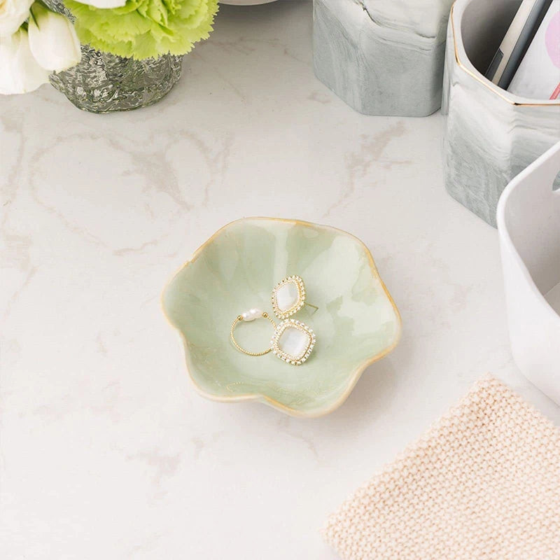 Ceramic Lotus Storage Trays Green Creative Tray For Decoration Jewelry Plate Jewelry Organizer Containers Desktop Decor