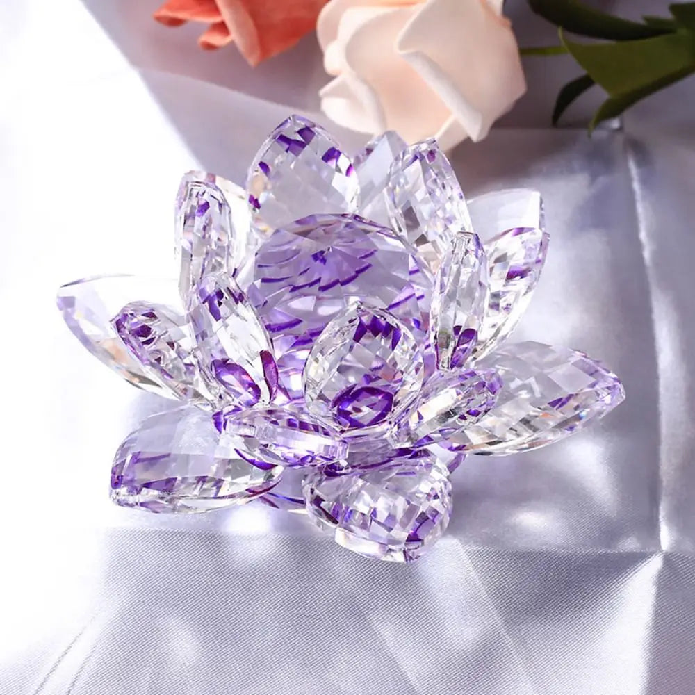 6cm Quartz Crystal Lotus Flower Crafts Glass Paperweight Fengshui Ornaments Figurines Home Wedding Party Decor Gifts Souvenir