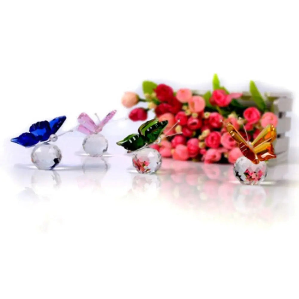 European Style White Crystal Crystal Butterfly Vivid Cute Miniature Figurines Handmade Glass Art Crystal Crafts Home Decoration