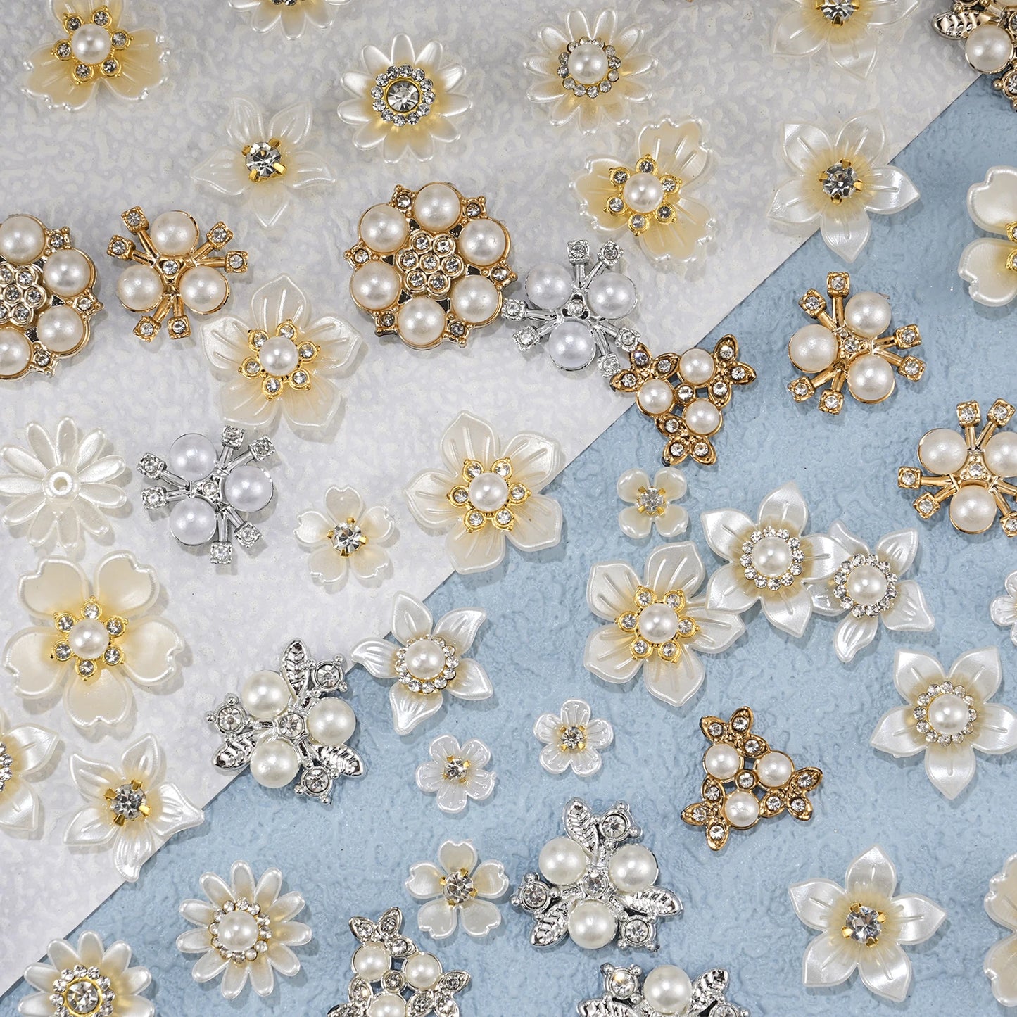2025 New 2cm 50/57pcs with Diamond Pearl Flower, Imitation Diamond Button Hat Clothing Decoration Sewing Accessories, DIY Crafts