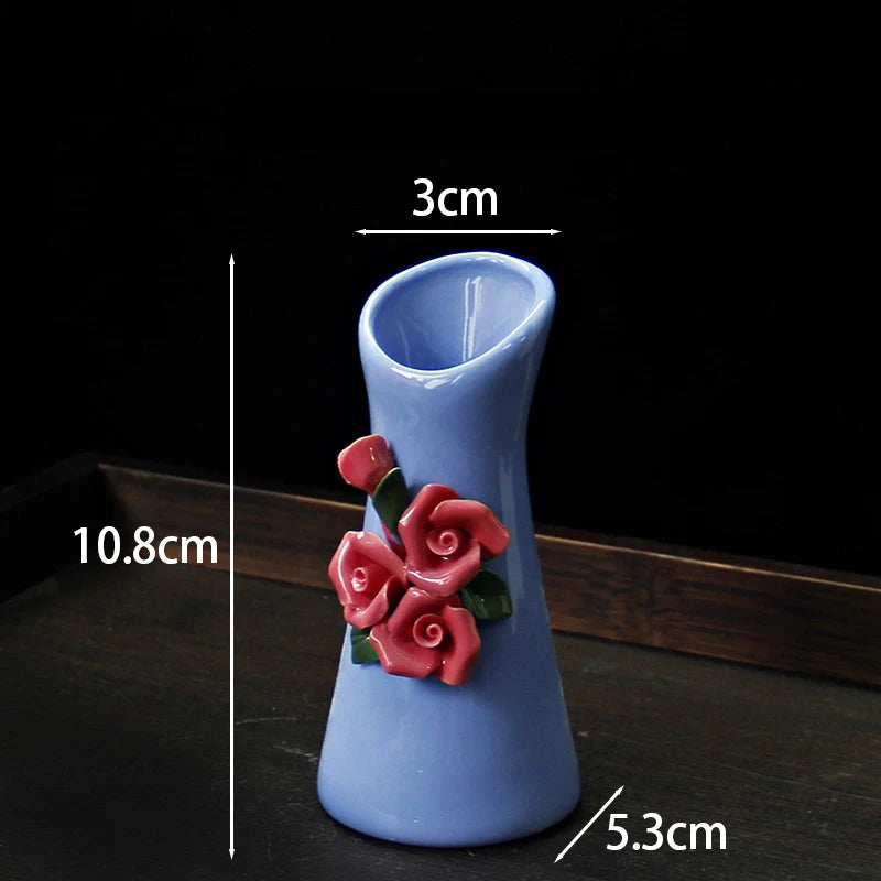 Hand-painted Vase Ornaments Ceramic Mini Flower Inserted Dry Flower Fragrance Bottle Home Desktop Decoration Crafts