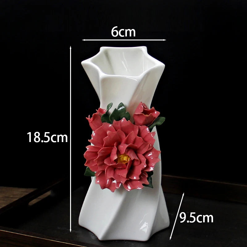 Hand-painted Vase Ornaments Ceramic Mini Flower Inserted Dry Flower Fragrance Bottle Home Desktop Decoration Crafts