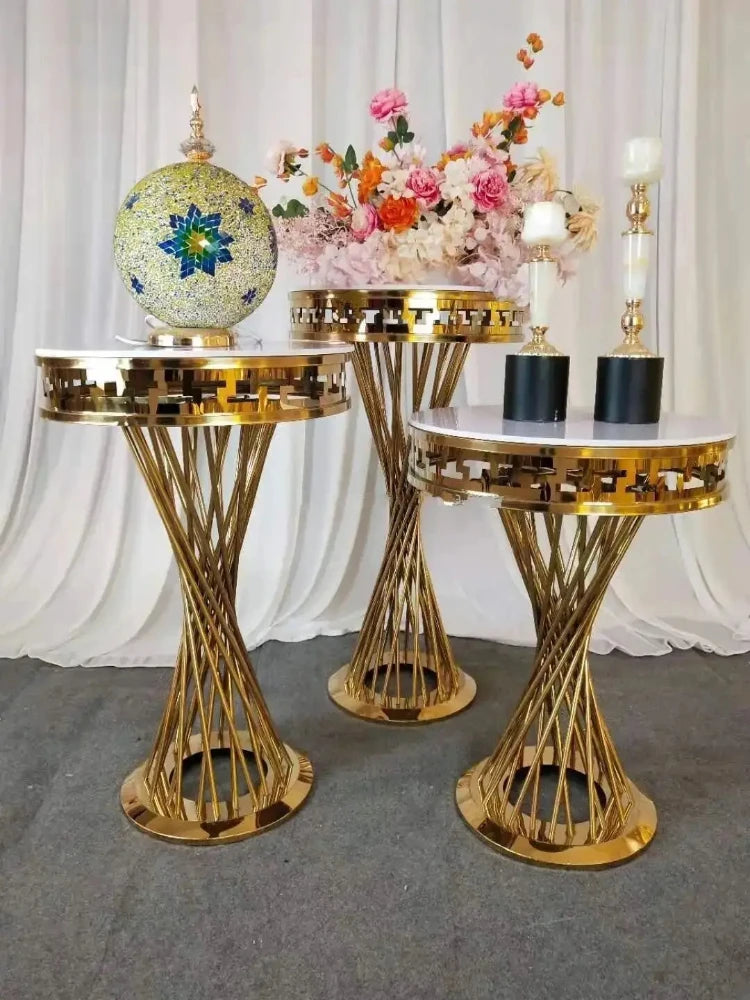 Luxury Wedding Decoration French Gold Dessert Table Cylinder Flower Stand Cake Holder For Party Banquet Hall Site Layout Props
