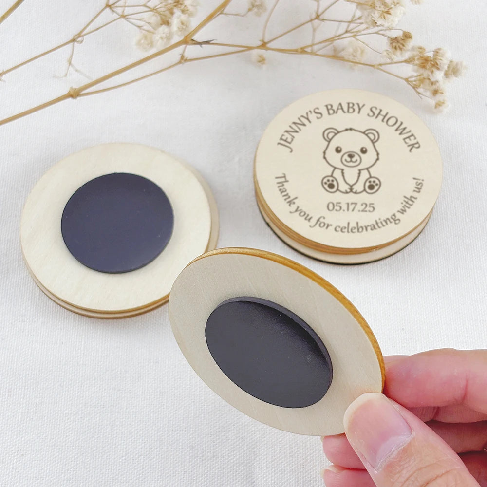 Baby Shower Favors Personalized Elephant Giraffe Wooden Magnets Custom Safari Animal Birthday Souvenirs Baptism Gifts for Guests