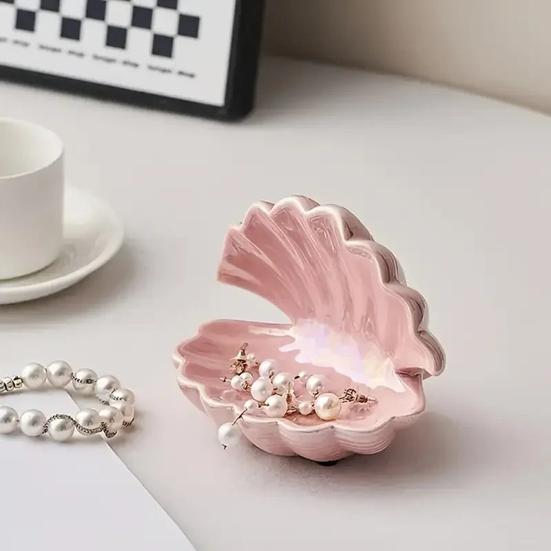Creative Mini Ceramic Shell Jewelry Storage Tray Jewelry Necklace Display Desktop Jewelry Birthday Gift for Friends