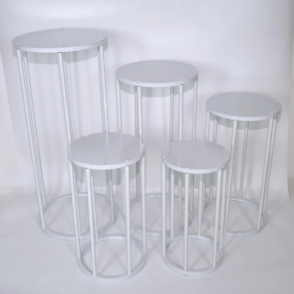 White Cylinders Cake Table Party Wedding Decoration Cylindrical Cloth Cover Stand Dessert Bar Photograph Background