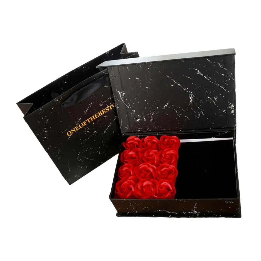 Soap Flower+Gift Box+Gift Jewelry Box Portable Displaying Cardboard Rose Flower Ring Storage Container Home Decor
